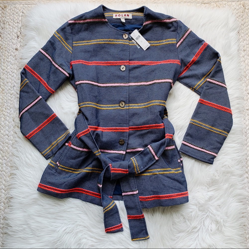 NWT Anthropologie Dolan Blue Striped Coat